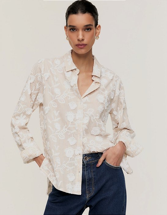 CAMISA LISTRAS BORDADA