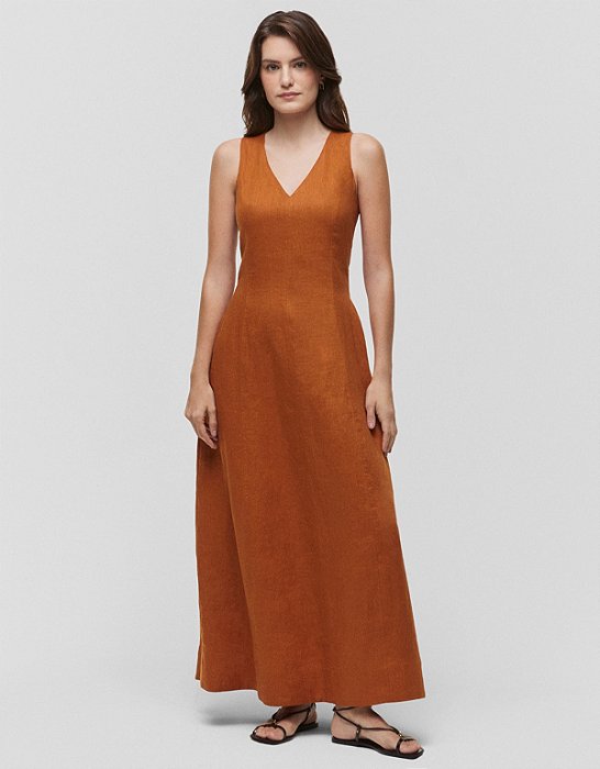 VESTIDO LINHO RECORTES
