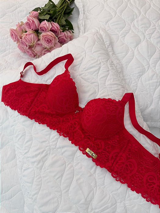 Sutiã Reforçado Renda Vermelho