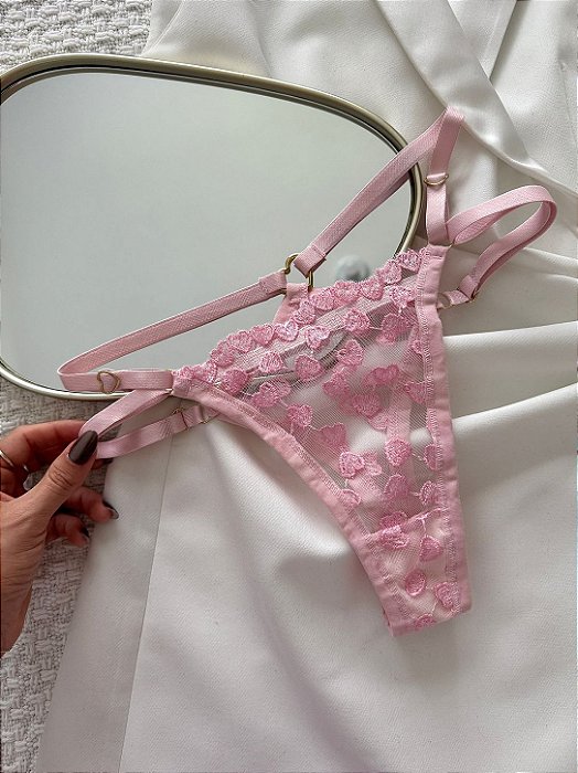 Calcinha Fio Love Straps Dupla ( Rosa Claro )