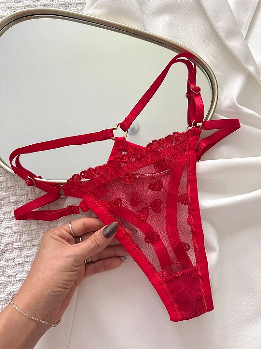 Calcinha Fio Love Straps Dupla ( Vermelho )