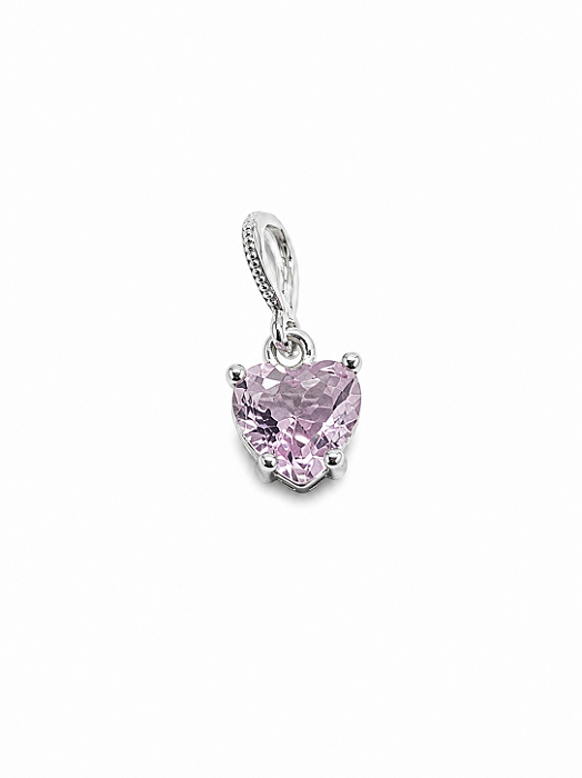 Pingente Pedra Coração Rosa