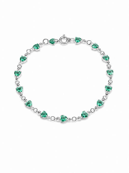 Pulseira Coração Pedra Verde-Marinho