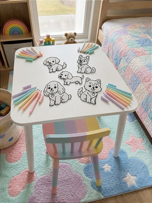 Kit de Plaquinhas para Colorir Cachorrinhos 2 - 3d Lavável