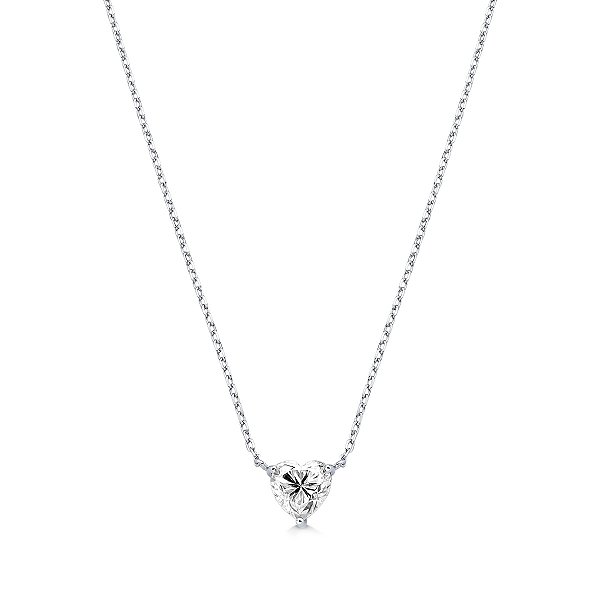 Colar Coração com Moissanite em Prata 925 com Banho de Ródio
