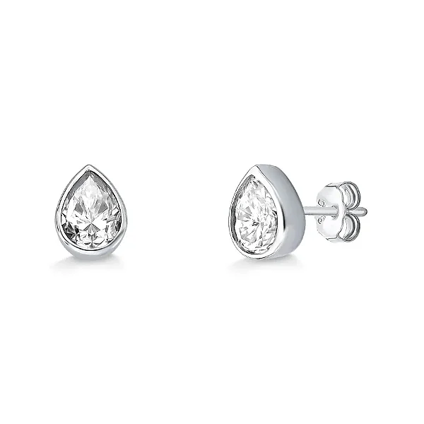 Brinco Moissanite Gota 6x8mm 2,5ct em Prata 925 com Banho de Ródio