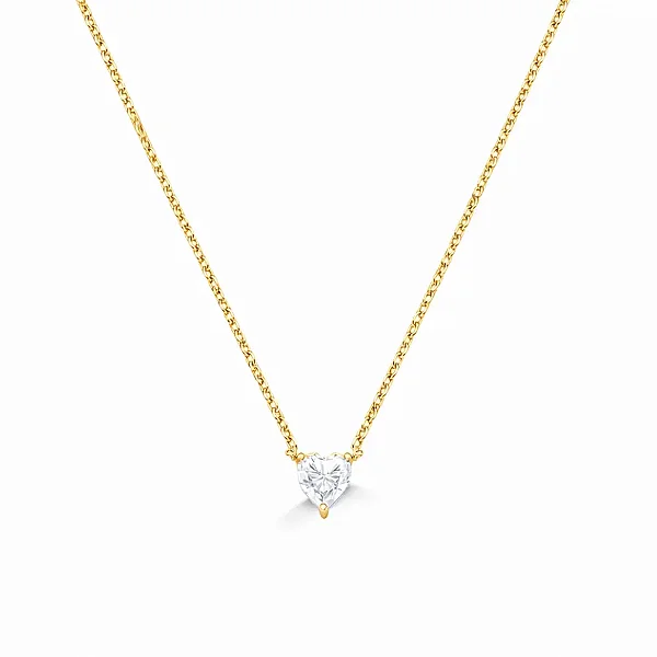 Colar Coração Moissanite Prata 925 com Banho de Ouro 18K
