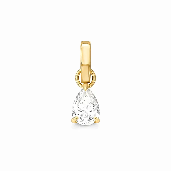 Pingente Gota Moissanite em Prata 925 com Banho de Ouro 18K