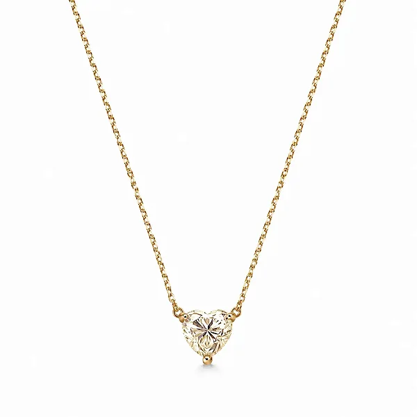 Colar Coração Moissanite 8x8mm 2ct em Prata 925 com Banho de Ouro 18K