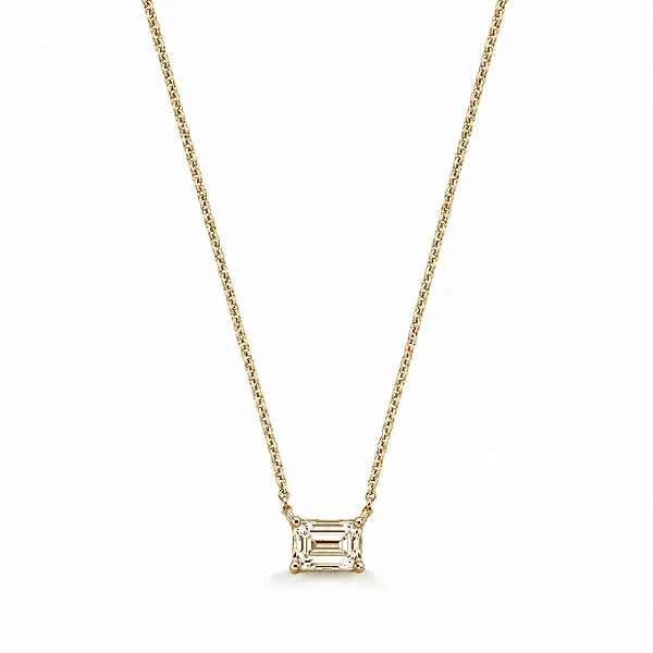 Colar Moissanite Retangular 6x8mm 2ct em Prata 925 com Banho de Ouro 18K