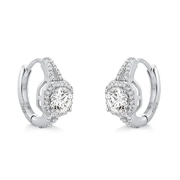 Brinco Argola Moissanite 5mm 0,5ct em Prata 925 com Banho de Ródio