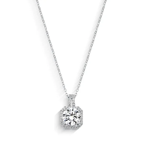 Colar Moissanite 8mm em Prata 925 com Banho de Ródio