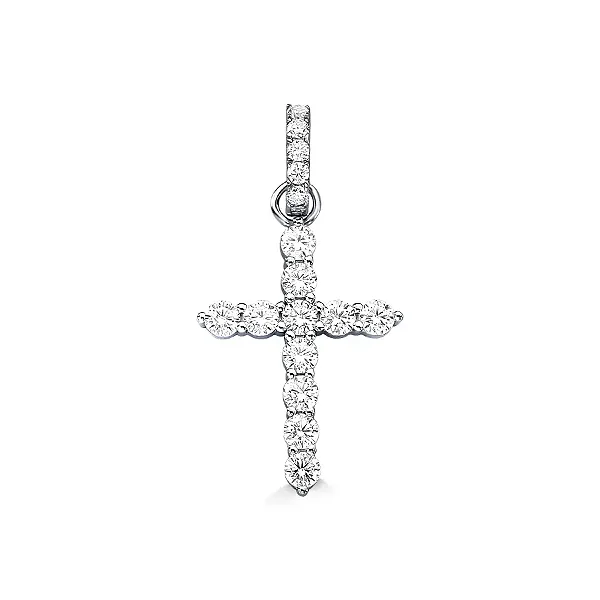 Pingente Crucifixo Moissanite 3mm 1,2ct em Prata 925 com Banho de Ródio