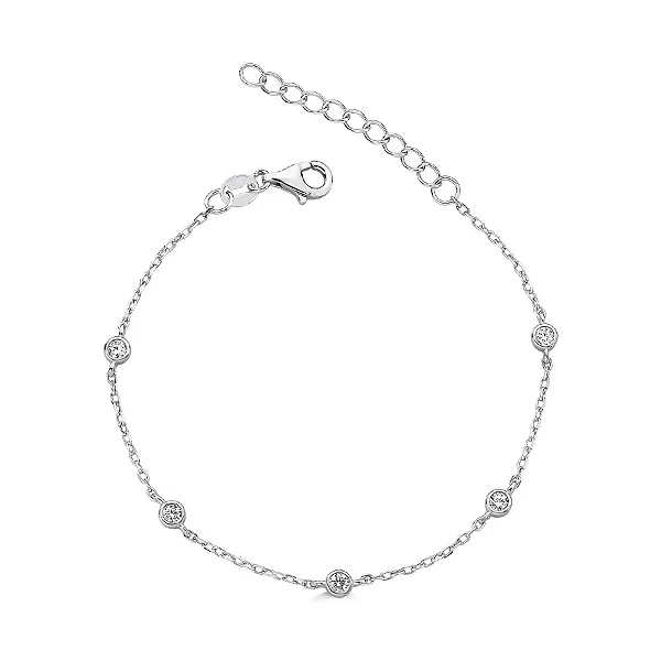 Pulseira Pontos de Luz Moissanite em Prata 925 com Banho de Ródio