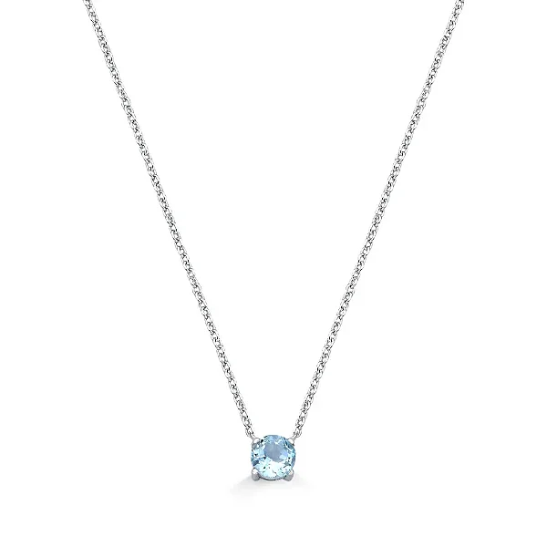Colar Ponto de Luz Topázio Azul 6mm em Prata 925 com Banho de Ródio