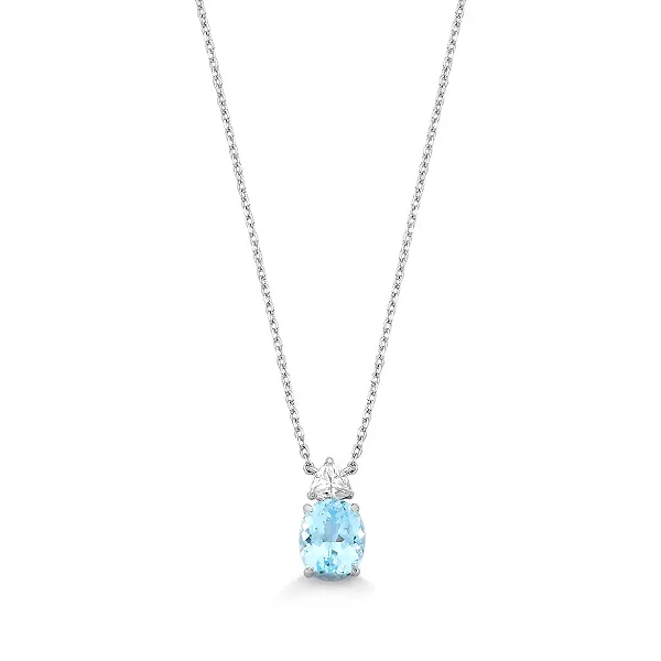 Colar Topázio Azul Natural com Moissanite 0,5ct em Prata 925