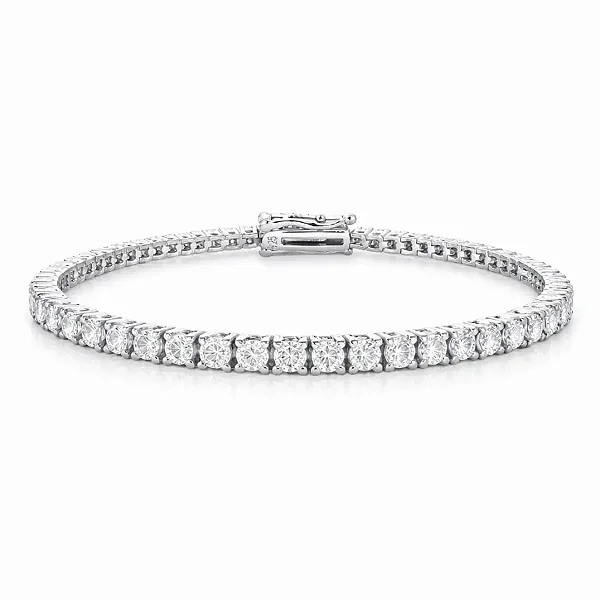 Pulseira Riviera de Moissanite 3mm 5,3ct em Prata 925