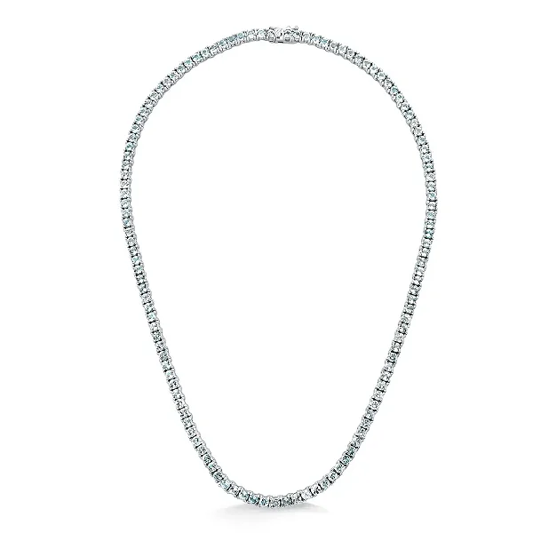 Colar Riviera Topázio Azul 3mm em Prata 925 com Banho de Ródio