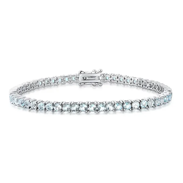 Pulseira Riviera Topázio Azul 3mm em Prata 925 com Banho de Ródio