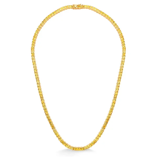 Colar Riviera Citrino Natural 3mm em Prata 925 com Banho de Ouro 18K
