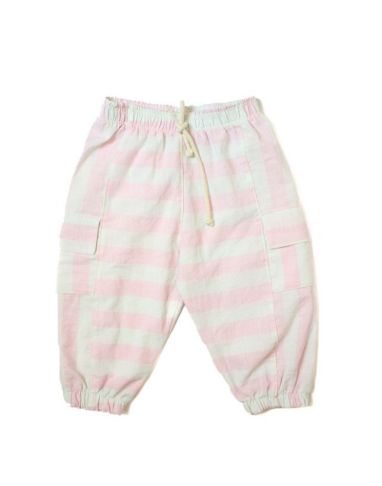 Calça Jogger - Listras Rosa Bebê