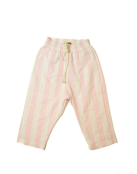 Calça Reta - Listras Rosa Bebê
