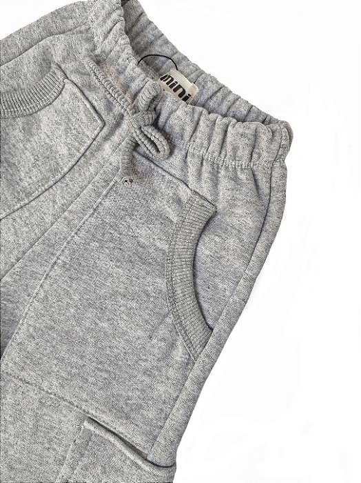 Calça Cargo Moletom - Cinza Mescla