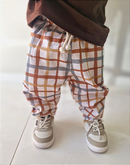 Calça Reta - Aquarela Grid