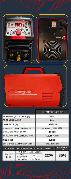 INVERSORA DE SOLDA PROTIG 200D OESTIMG