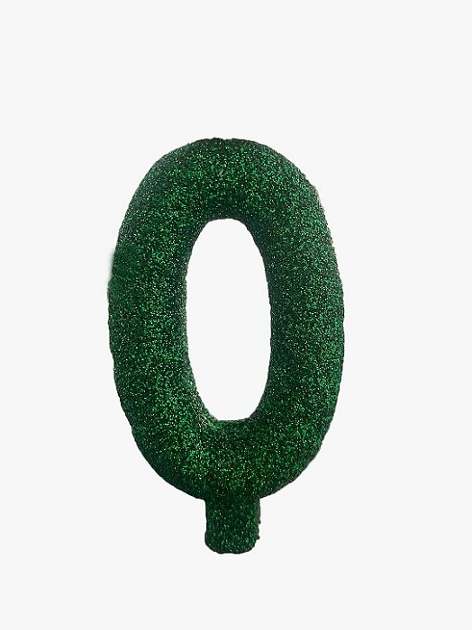 Vela Glitter Verde números de 0 a 9 e ?