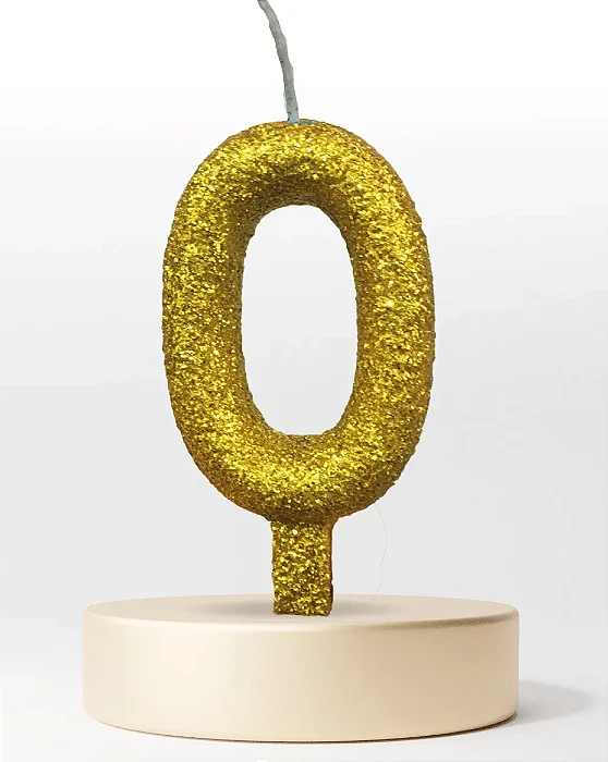 Vela Glitter Dourada / Ouro números de 0 a 9 e ?