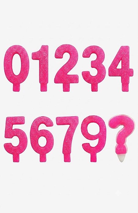 Vela Super Rosa (Números 0 a 9 e ?)