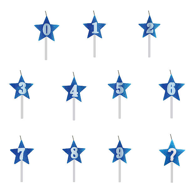 Vela Aniversário estrela Azul com glitter