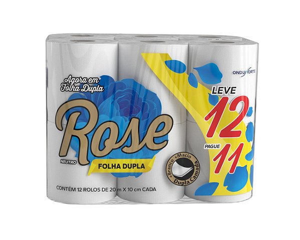 Papel Higiênico Rose Folha Dupla 12 Rolos Promo