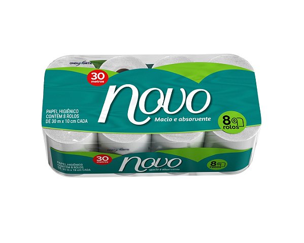 Papel Higiênico Novo 8 Rolos 30m Macio e Absorvente