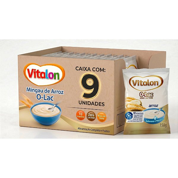 Kit 9 Mingau Vitalon Zero Lactose Arroz