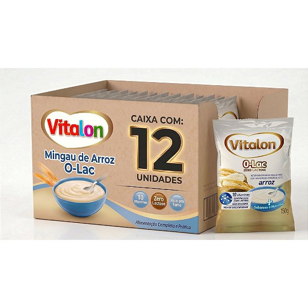 Kit 12 Mingau Vitalon Zero Lactose Arroz