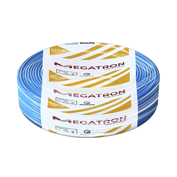 Cabo Flexível Megatron 10MMx100M Rolo 750V Azul