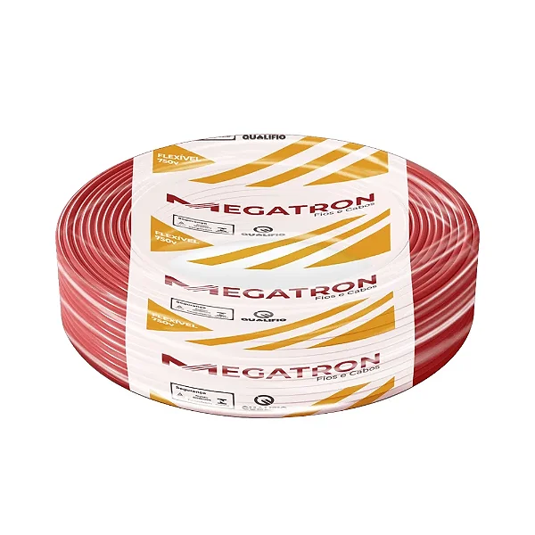 Cabo Flexível Megatron 10MMx100M Rolo 750V Vermelho