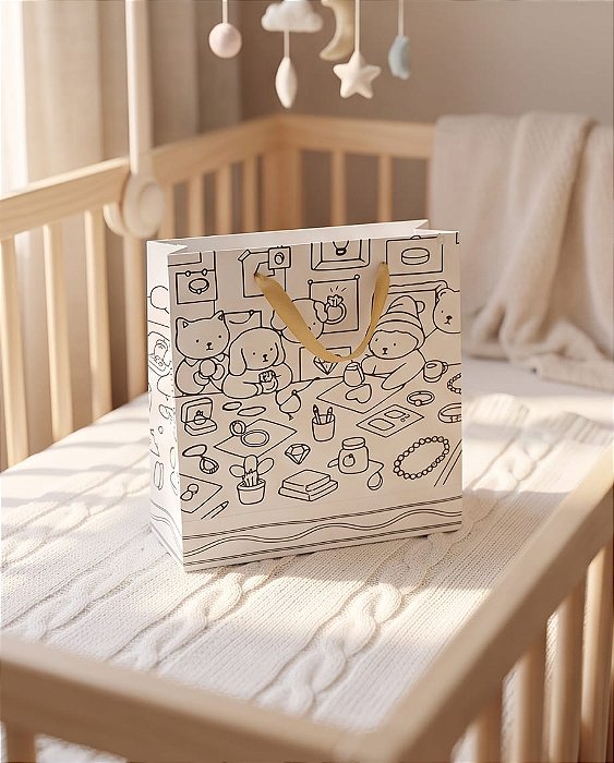 Sacolinha de Presente para colorir 15x15cm