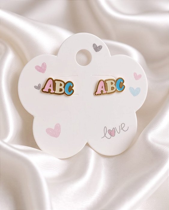 Brinco ABC folheado a ouro 18 com tarraxa baby