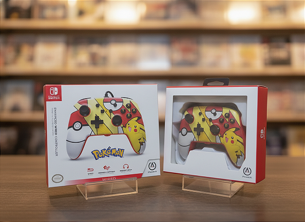 Controle Pokemon Pikachu Com Fio Amarelo