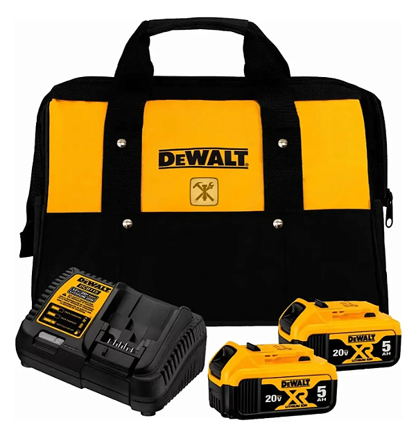 KIT 2 BATERIAS 5AH 20V COM CARREGADOR +BOLSA -  DCB205C2K -  DEWALT