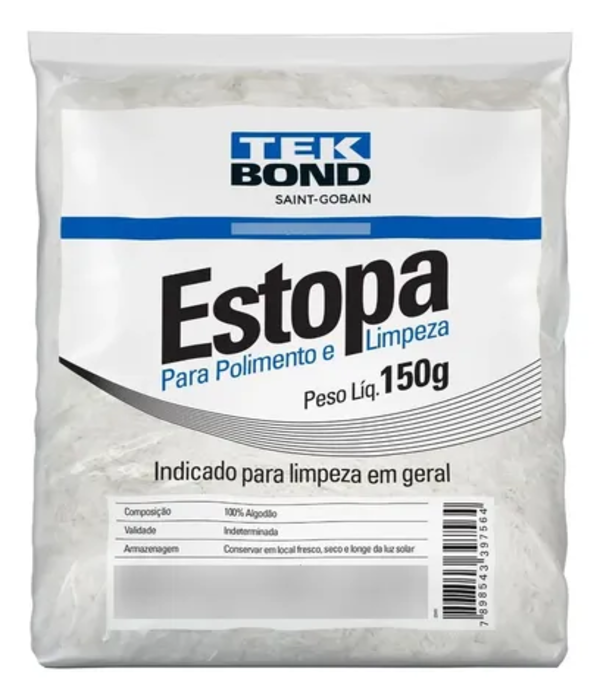 ESTOPA 100% ALGODÃO PARA POLIMENTO / LIMPEZA 150g - TEKBOND
