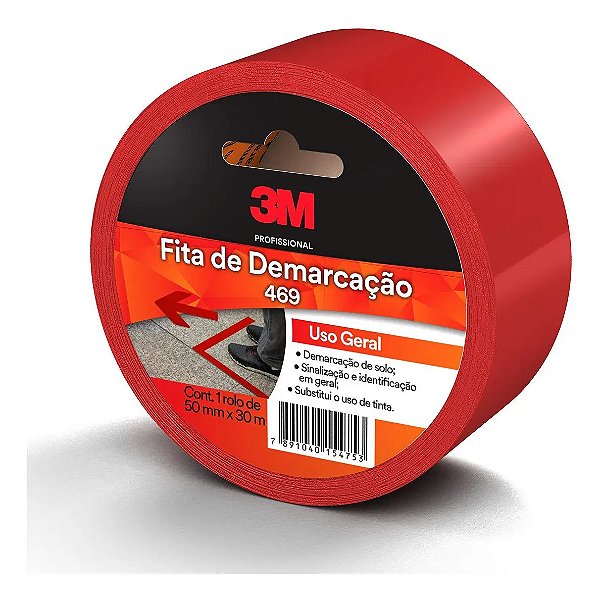 FITA ADESIVA DE DEMARCACAO VERMELHA 50MM - 469 - 3M