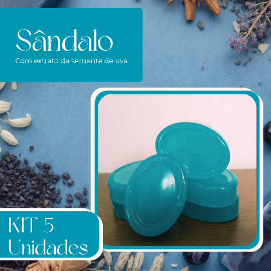 Kit 5 Sabonetes de Sândalo com Extrato de Semente de Uva