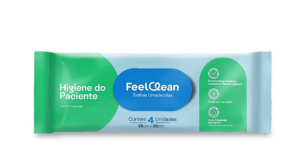 Lenços Toalhas Umedecidas Higiene do Paciente FeelClean 4 Unidades