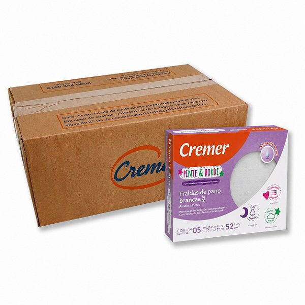 Kit 12 Caixa de Fralda Pinte e Borde Cremer 52 Fios Com Barrado de 15cm