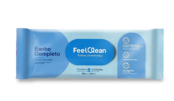 Lenço Toalha Banho Completo FeeClean 25x20 - 8 Unidades