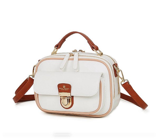 Bolsa Feminina Rosa Amora bauzinho com Detalhes Caramelo